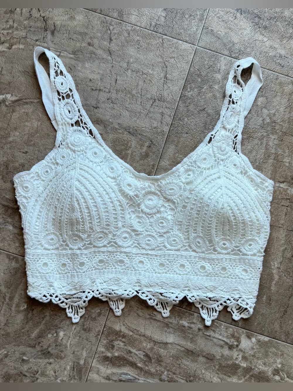 Boho Lace White Crochet Bralette Top